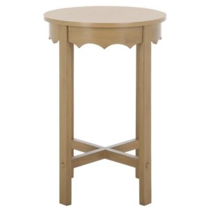Brown Round Wood Lenora Accent Table