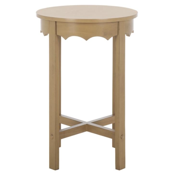 Brown Round Wood Lenora Accent Table