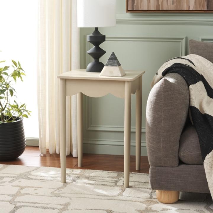Sand Scalloped Cottage Kalina Accent Table