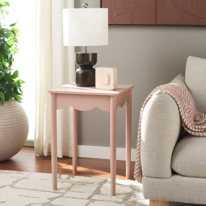Pink Scalloped Cottage Kalina Accent Table