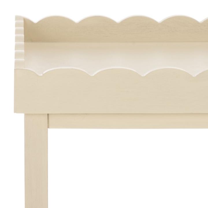 Sand Scalloped Edge Cottage Lilly Accent Table
