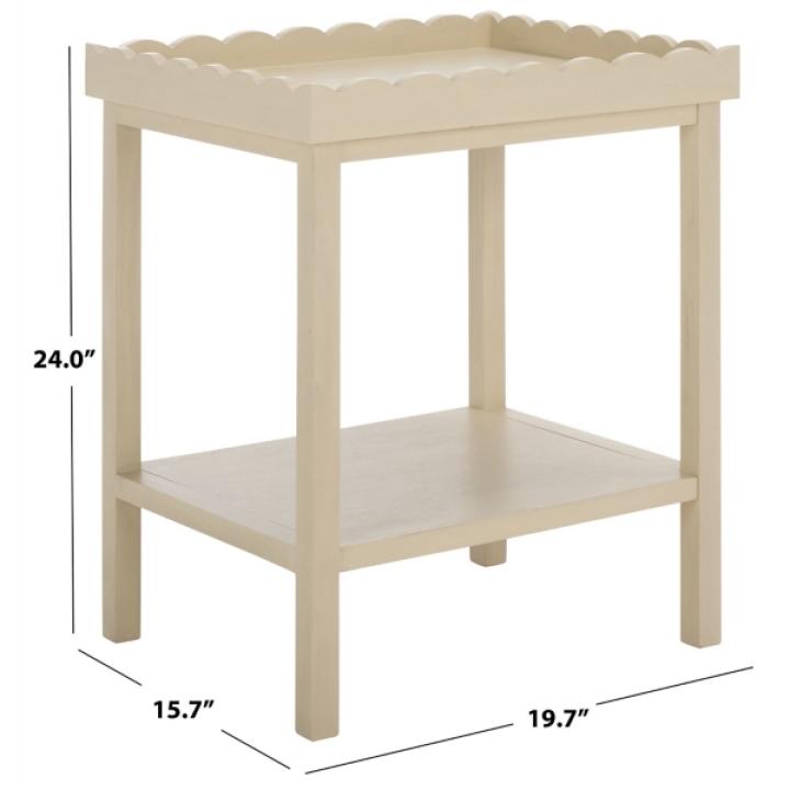 Sand Scalloped Edge Cottage Lilly Accent Table