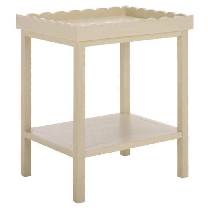 Sand Scalloped Edge Cottage Lilly Accent Table