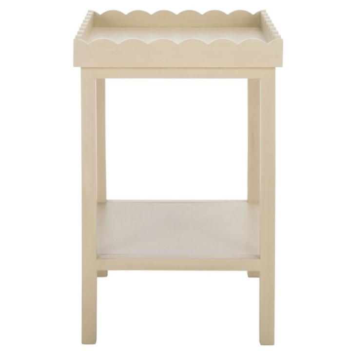 Sand Scalloped Edge Cottage Lilly Accent Table