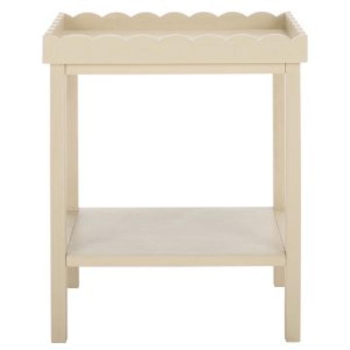 Sand Scalloped Edge Cottage Lilly Accent Table