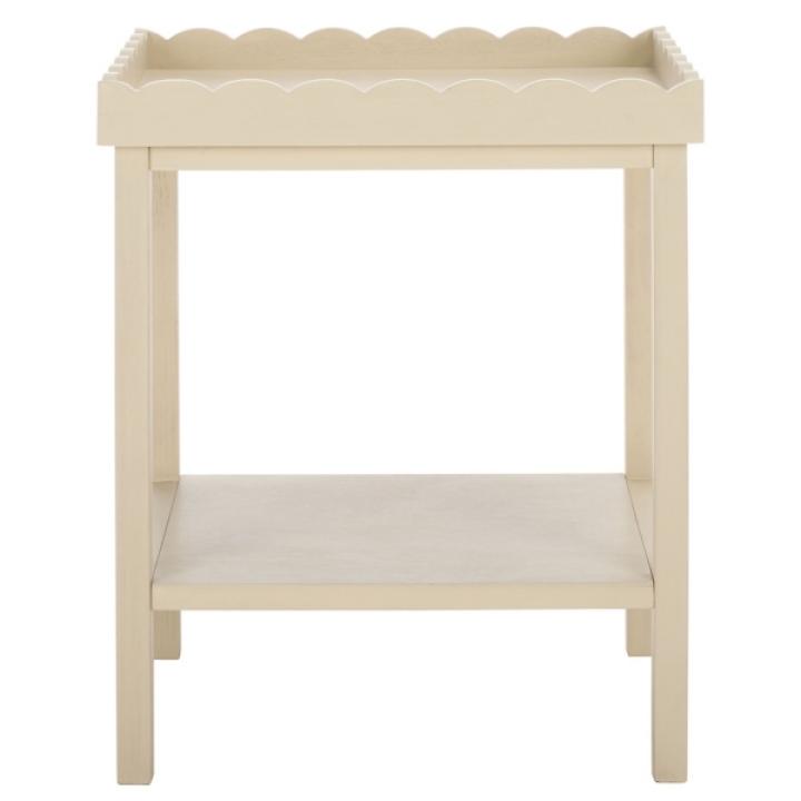 Sand Scalloped Edge Cottage Lilly Accent Table