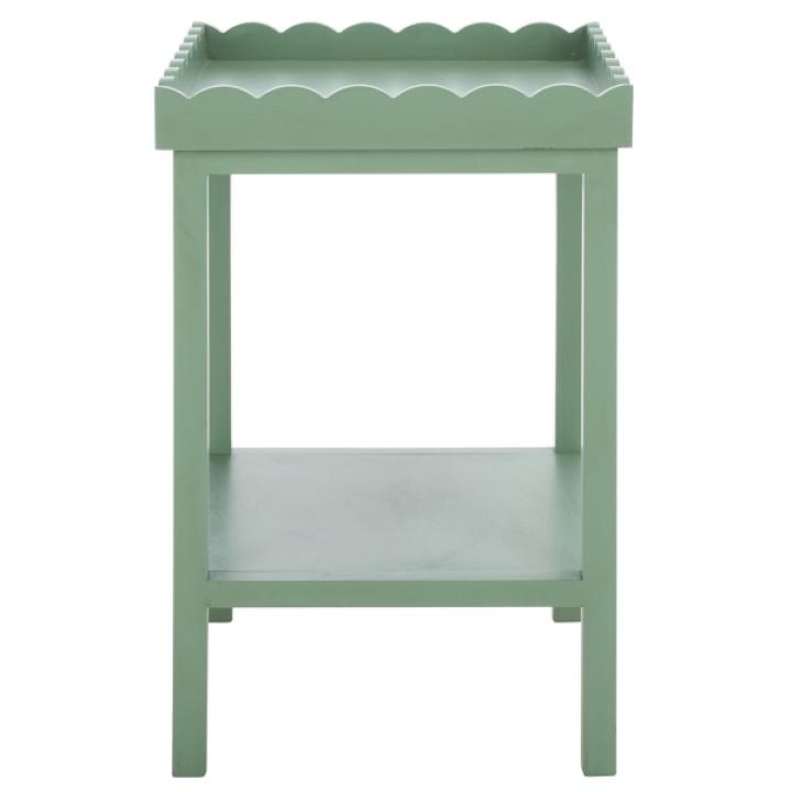 Green Scalloped Edge Cottage Lilly Accent Table