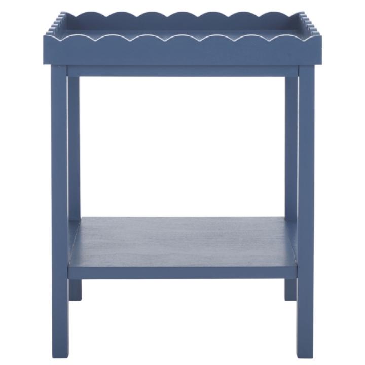 Blue Scalloped Edge Cottage Lilly Accent Table