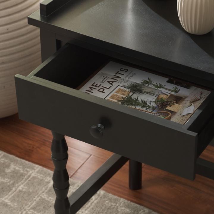 Black Single Drawer Cottage Lucinda Accent Table