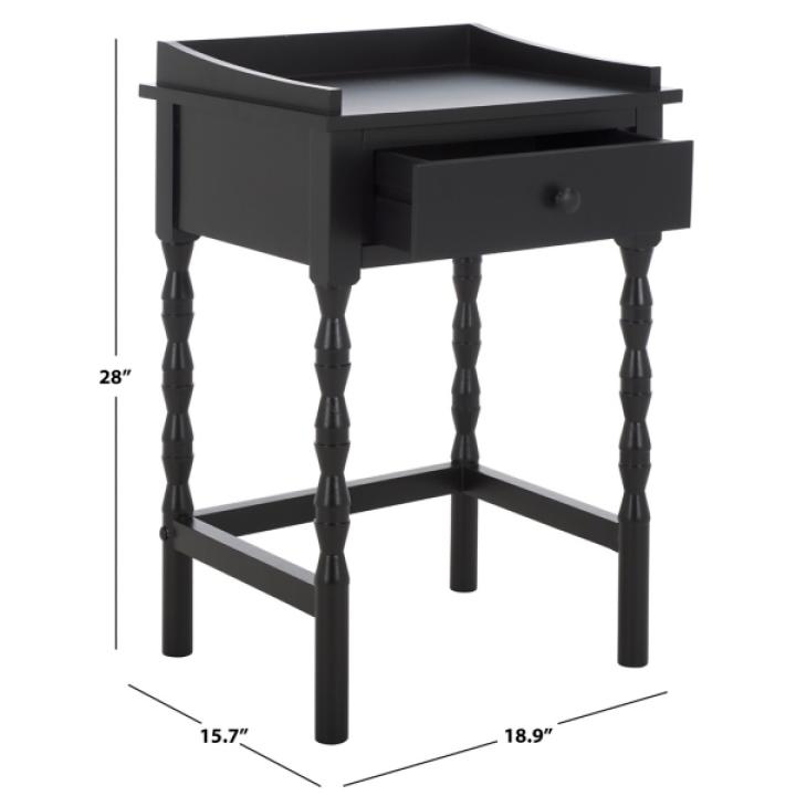 Black Single Drawer Cottage Lucinda Accent Table