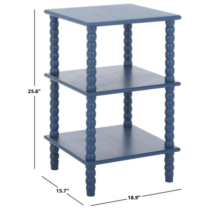 Minerva Blue Wood Spindle 3-Tier Accent Table