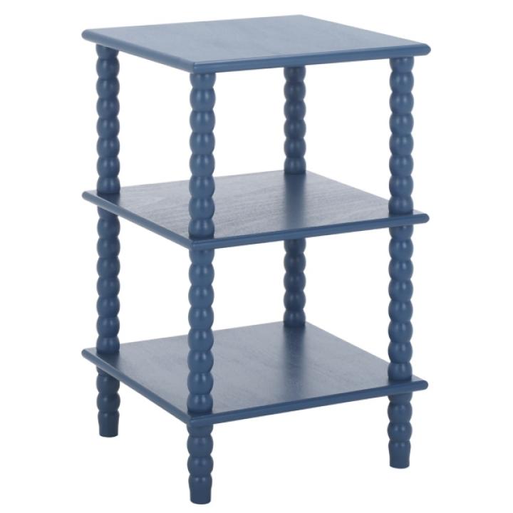 Minerva Blue Wood Spindle 3-Tier Accent Table