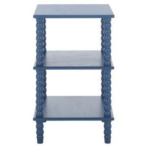 Minerva Blue Wood Spindle 3-Tier Accent Table