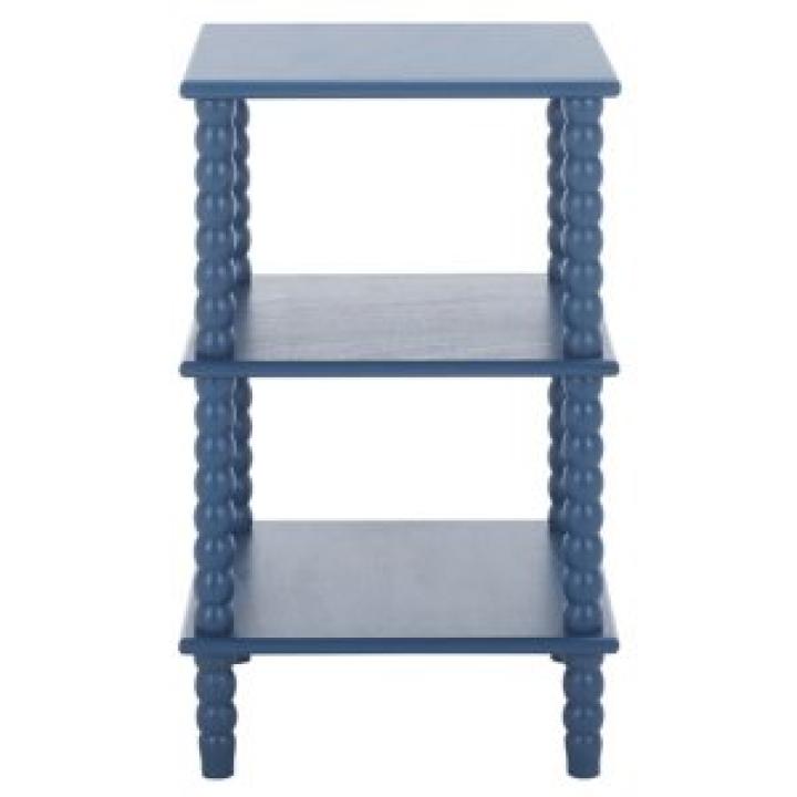 Minerva Blue Wood Spindle 3-Tier Accent Table