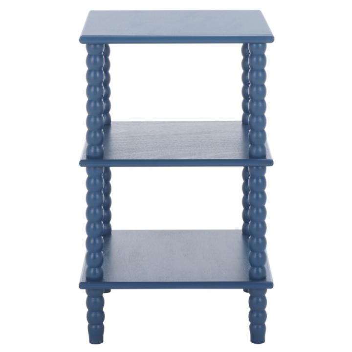 Minerva Blue Wood Spindle 3-Tier Accent Table