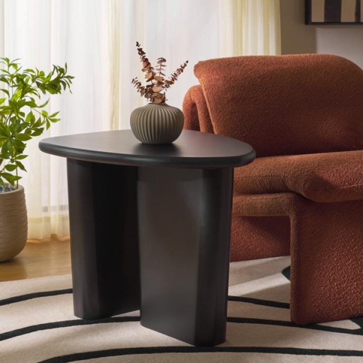 Black Asymmetrical Genevieve Accent Table