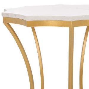 White Marble Star Gold Accent Table