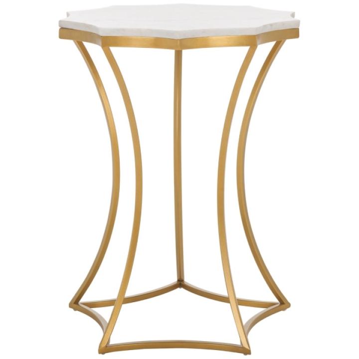 White Marble Star Gold Accent Table
