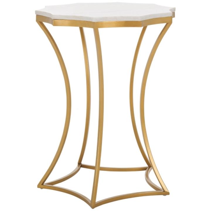 White Marble Star Gold Accent Table