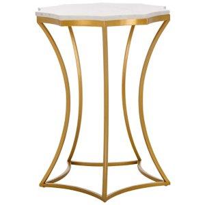 White Marble Star Gold Accent Table