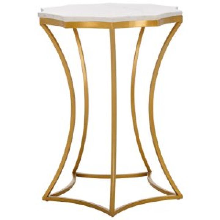 White Marble Star Gold Accent Table