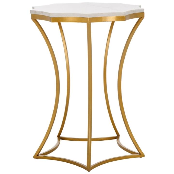 White Marble Star Gold Accent Table