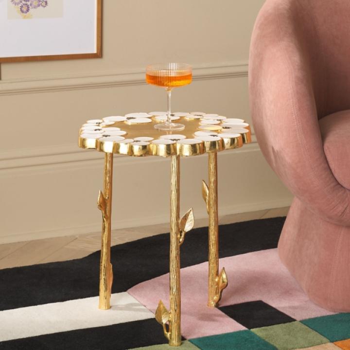 Gold Metal Flower Accent Table