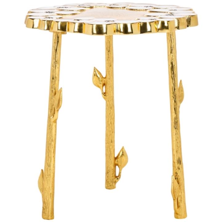 Gold Metal Flower Accent Table