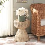 Natural Rattan Woven Coastal Accent Table