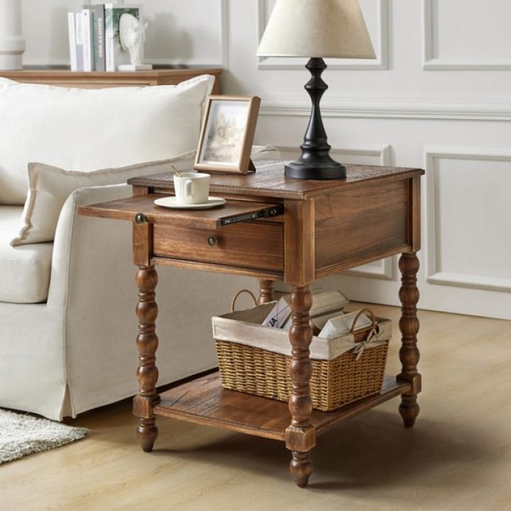 Erica Walnut Wood Spindle End Table