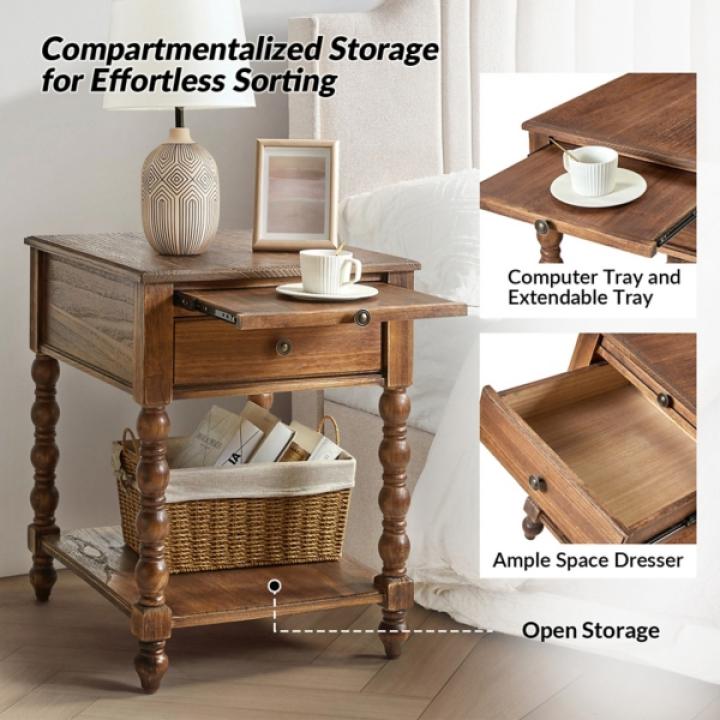 Erica Walnut Wood Spindle End Table