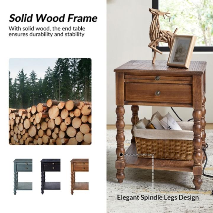 Erica Walnut Wood Spindle End Table