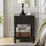 Erica Distressed Black Wood Spindle End Table