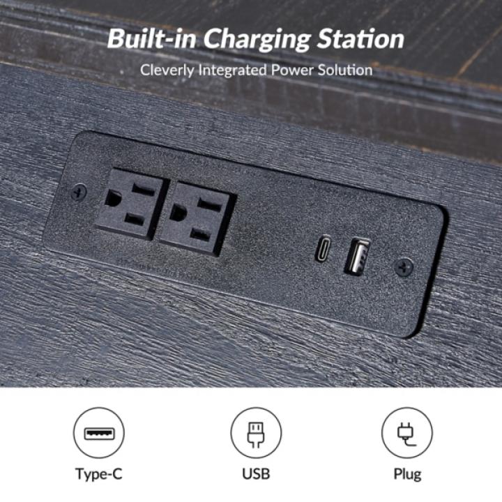 Erica Distressed Black Wood Spindle End Table