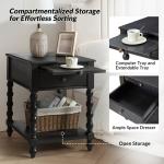 Erica Distressed Black Wood Spindle End Table