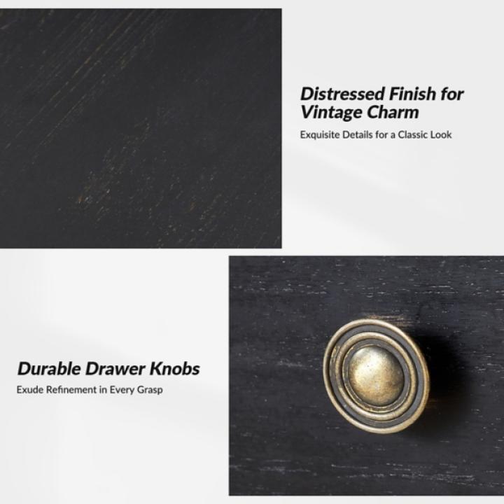 Erica Distressed Black Wood Spindle End Table