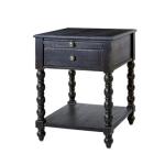 Erica Distressed Black Wood Spindle End Table