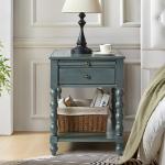 Erica Distressed Blue Wood Spindle End Table
