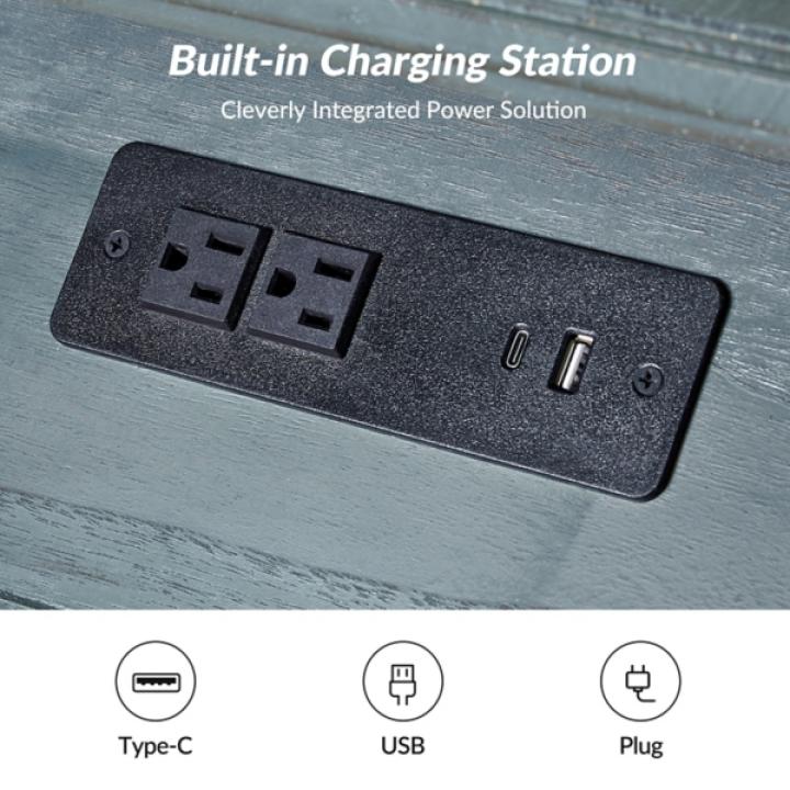 Erica Distressed Blue Wood Spindle End Table