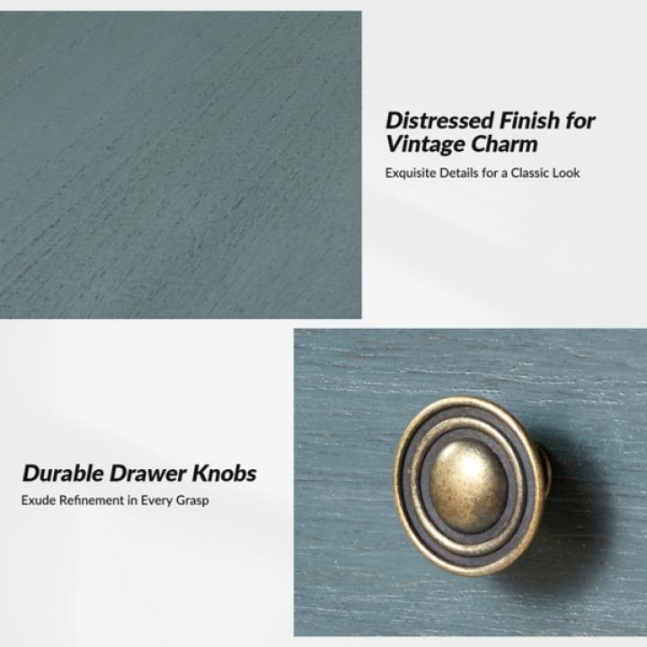 Erica Distressed Blue Wood Spindle End Table