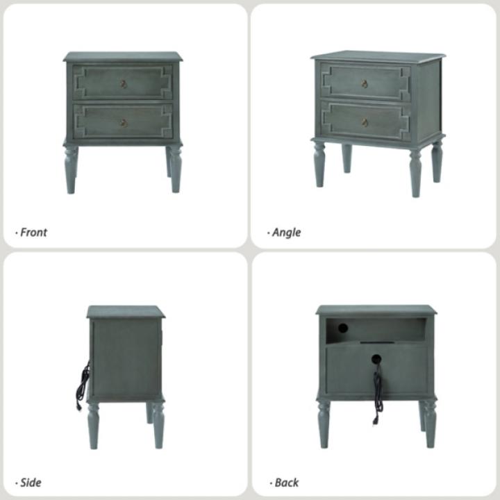 Blue 2-Drawer Augustus Nightstand