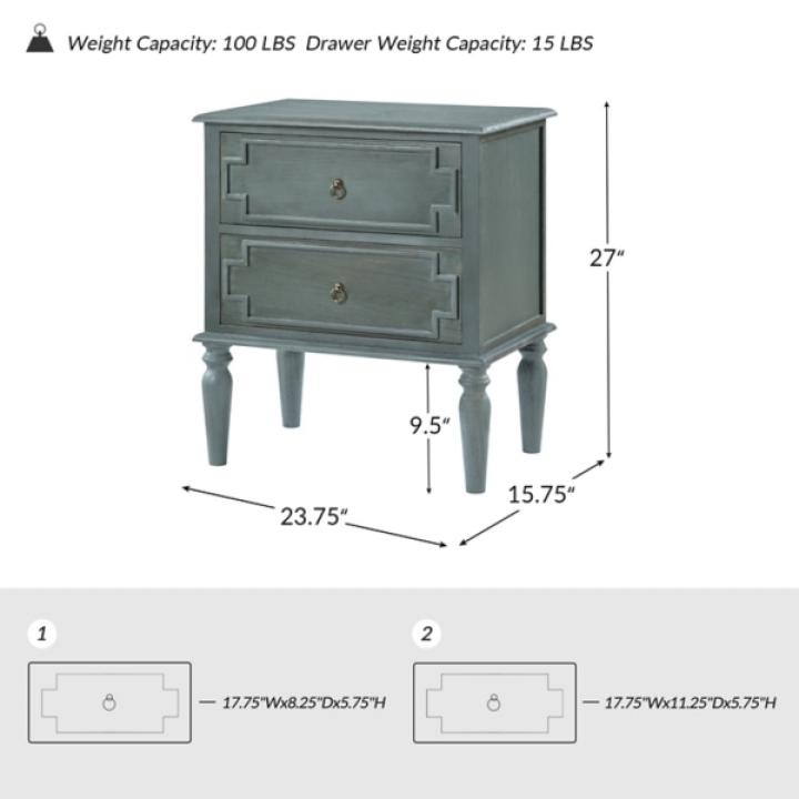Blue 2-Drawer Augustus Nightstand
