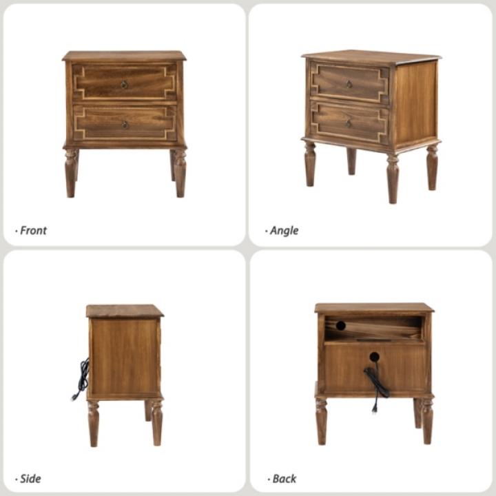 Walnut 2-Drawer Augustus Nightstand
