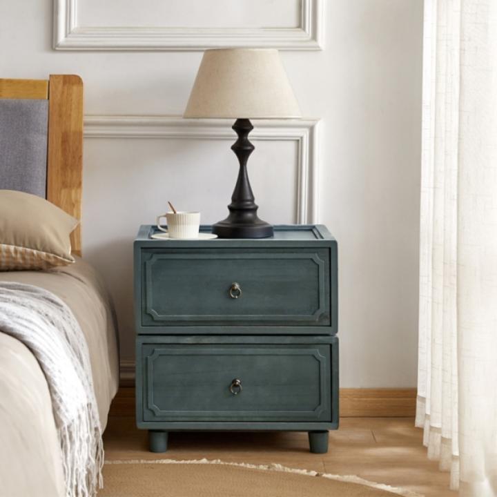 Blue 2-Drawer Nicola Nightstand