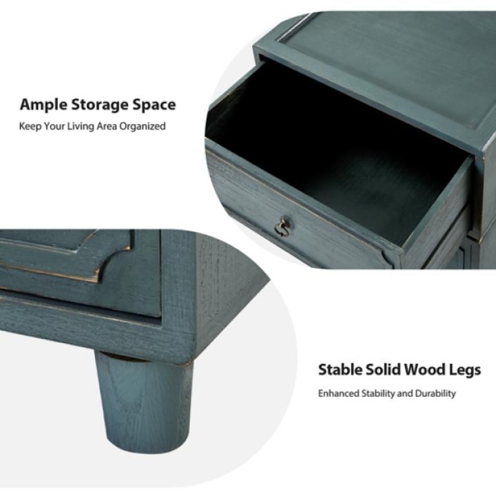 Blue 2-Drawer Nicola Nightstand