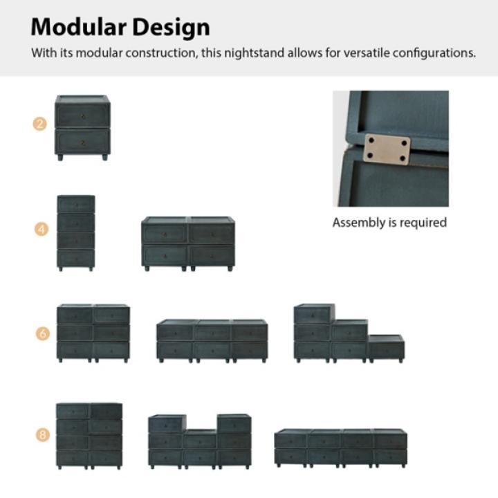 Blue 2-Drawer Nicola Nightstand