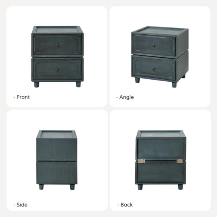 Blue 2-Drawer Nicola Nightstand