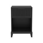 Black Wood Reeded Storage Nightstand