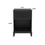 Black Wood Reeded Storage Nightstand