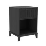 Black Wood Reeded Storage Nightstand